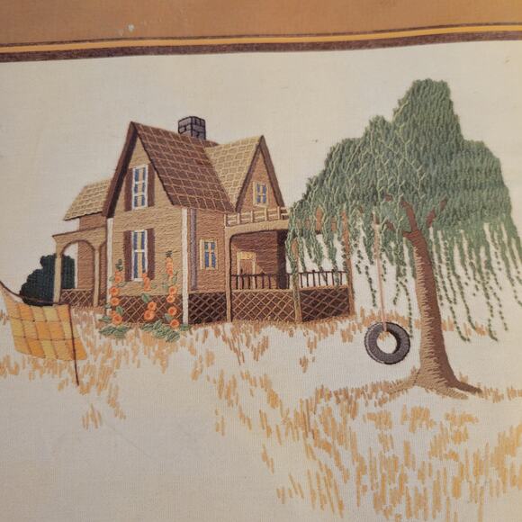 Sunset Stitchery "Country Home" Needlepoint Kit 16x20 Frame Sealed 1976 Sealed - Picture 15 of 15